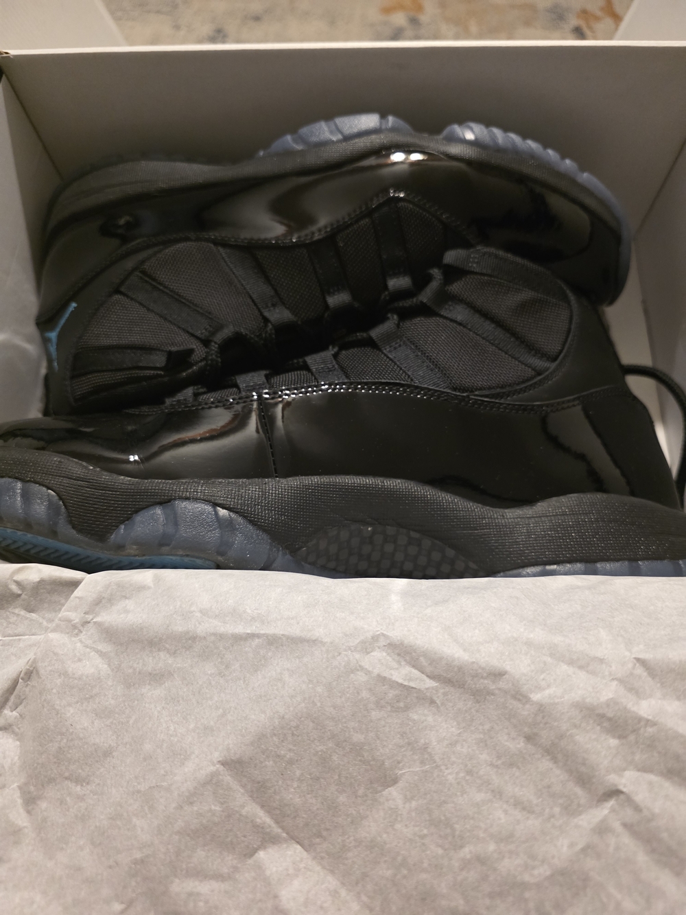 Air Jordan Retro11 "Gamma"  Black Patent Leather Basketball Shoes - Picture 3 of 7